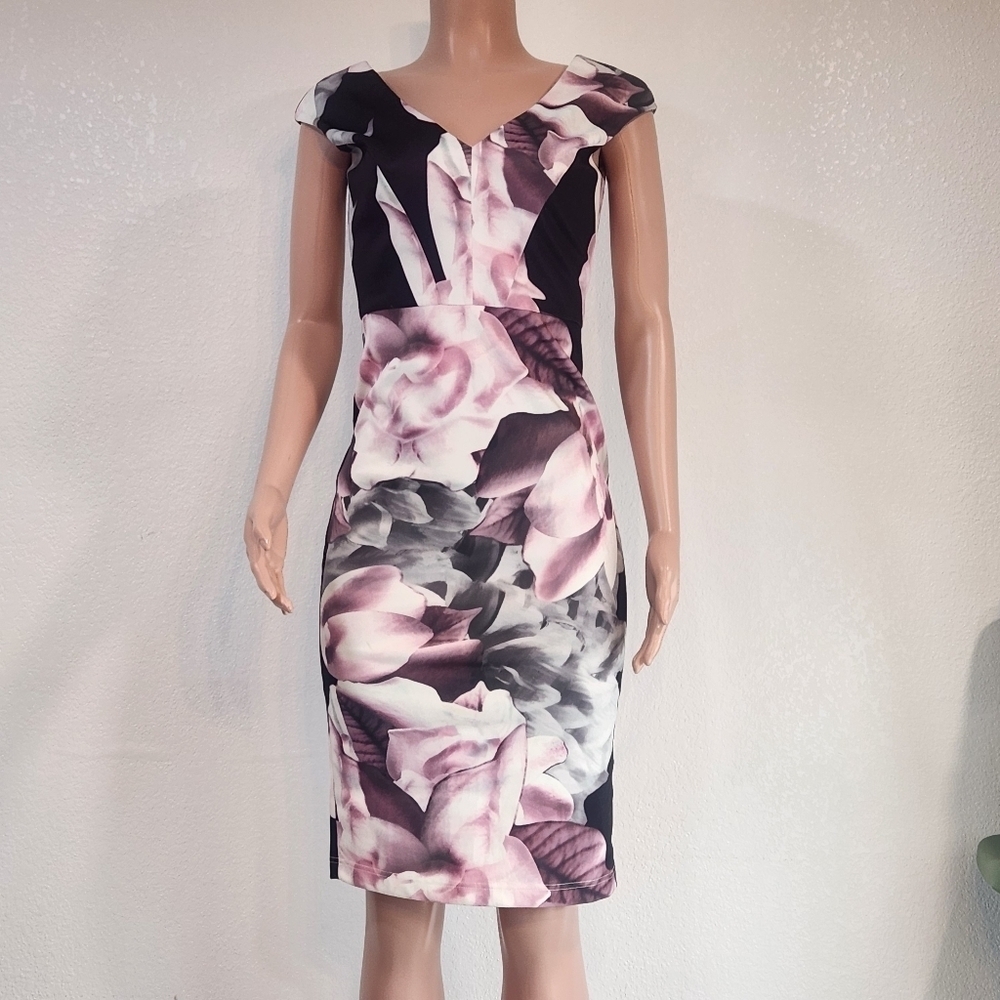 Forcast V Neck Front & Back Sleeveless Spring Floral Dress Sz 10